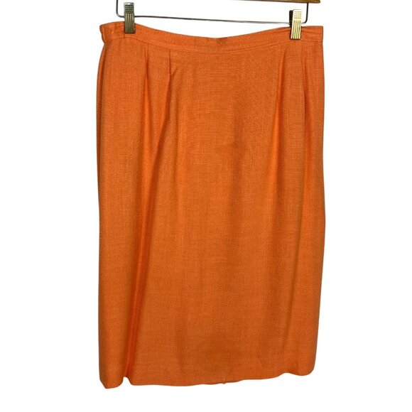 Vintage Y2K Peach Woven Skirt Suit By Susan Bristol Size 10 Blazer 14 Skirt 90s - Picture 9 of 15